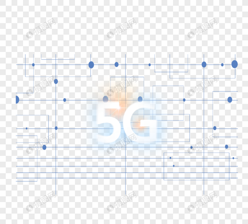 现代蓝色5G网络元素图片