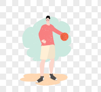 一个男人住在一个​​篮球运动员身上。图片