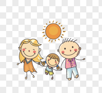 手绘家庭可爱温馨太阳图片