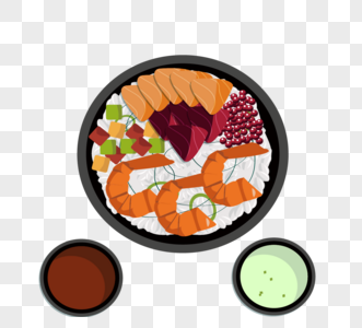 韩国风格手绘寿司拼盘元素图片