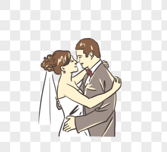卡通拥抱新郎新娘婚礼人物图片
