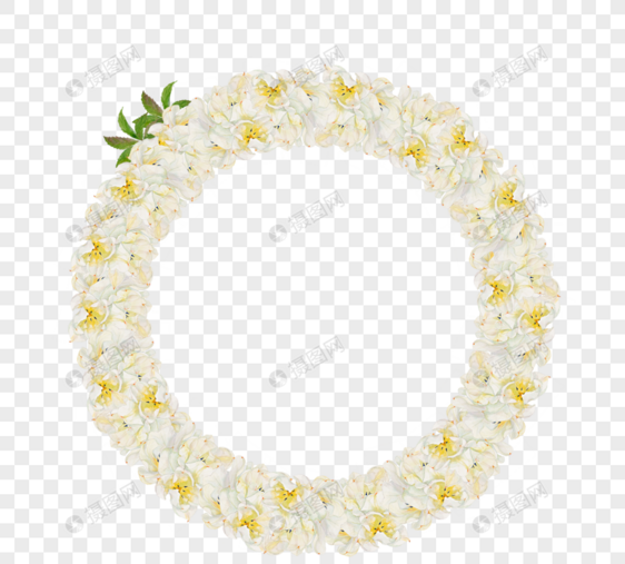 白色水仙花环花卉边框元素图片