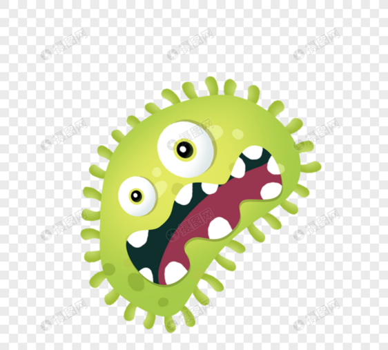 黄绿色细菌卡通病毒图片