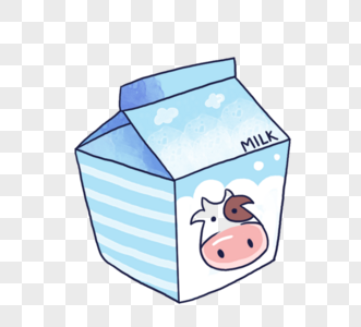 手绘可爱卡通牛奶奶盒图片
