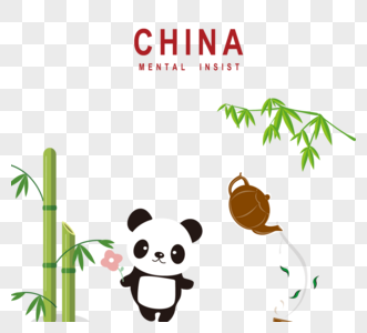 一个绿色中国铜植物传统元素图片