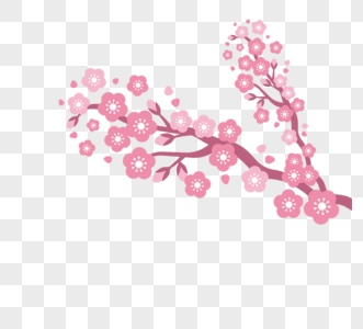 手绘创意粉红樱花树元素高清图片