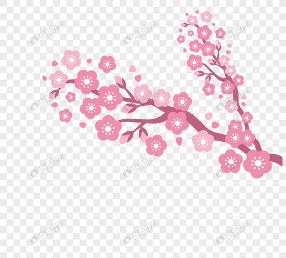 手绘创意粉红樱花树元素图片