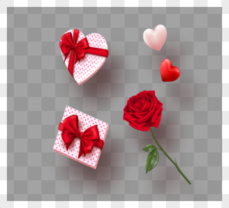 情人节浪漫玫瑰礼物盒png元素图片