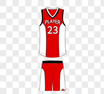 红白简约风格23号篮球球衣裤高清图片