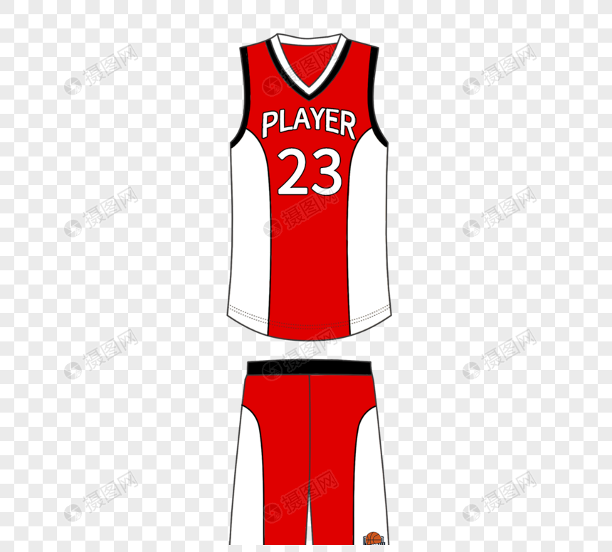 红白简约风格23号篮球球衣裤