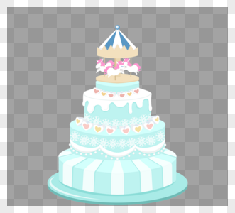 蓝色婚礼多层蛋糕图片