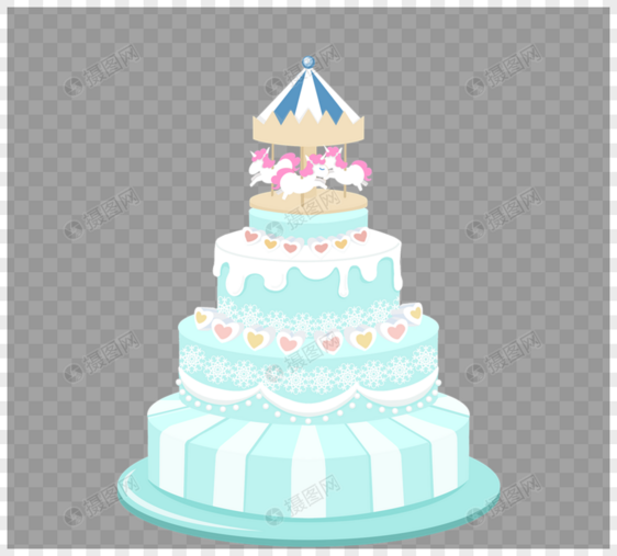 蓝色婚礼多层蛋糕图片