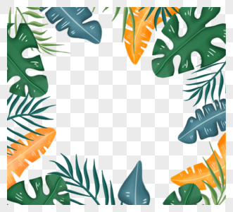手绘热带树叶边框高清图片