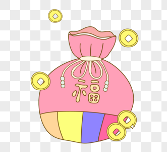 高清图片卡通可爱粉色福袋元素高清图片古风福袋图标高清图片卡通福袋