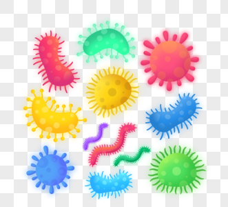 手绘病毒细菌微生物组图图片