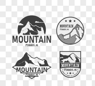 山岳冒险剪影徽章图片