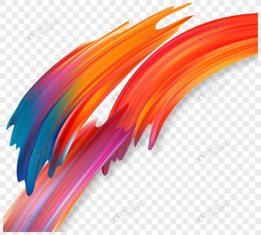 彩色橙色渲染油漆彩带