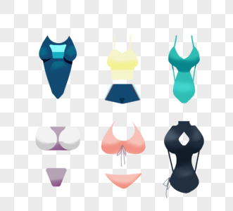 日本夏季女性泳衣简约色块元素图片