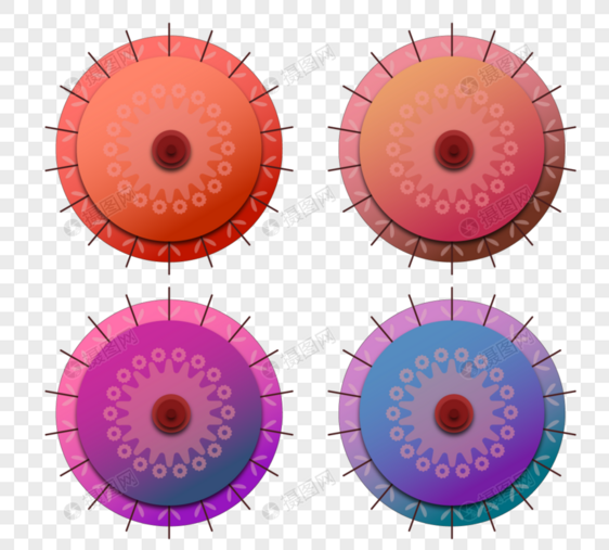 矢量彩色日式和伞油纸伞素材图片