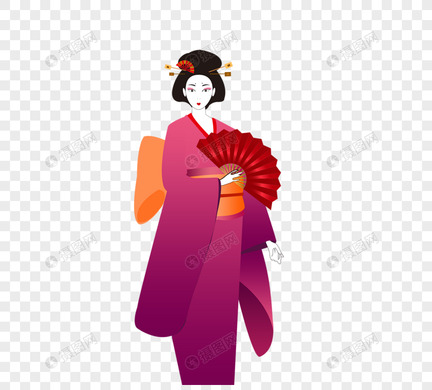 日本女性和服卡通人物psd格式元素元素素材下载 正版素材 摄图网