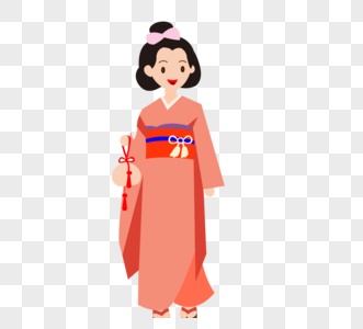 日式传统女性服饰和服卡通人物图片素材