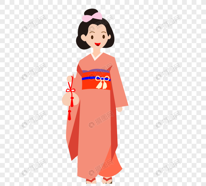 日式传统女性服饰和服卡通人物元素素材下载 正版素材 摄图网