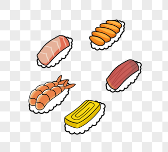 手绘日式寿司元素图片