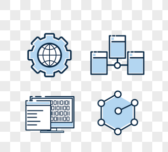 蓝色云数据分析图标高清图片