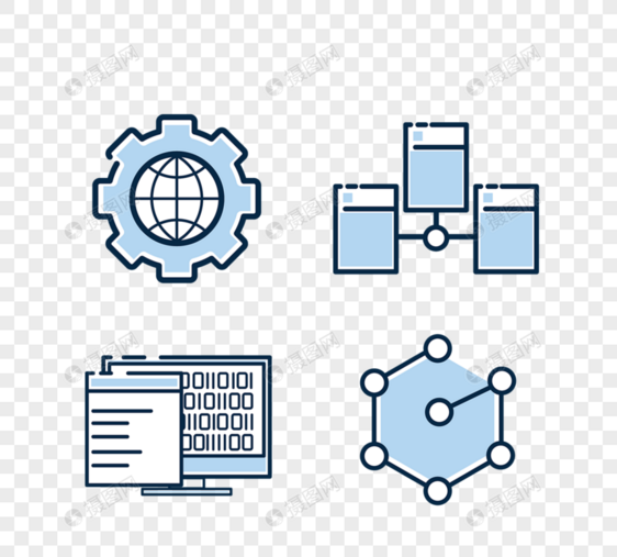 蓝色云数据分析图标图片