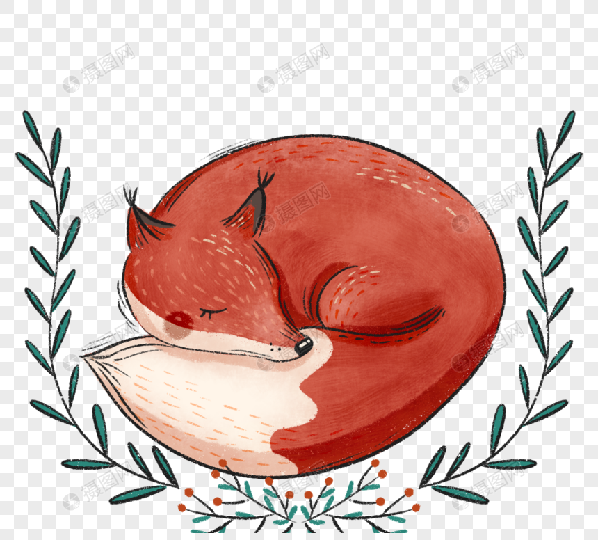 手绘红色可爱小狐狸图片