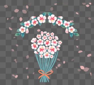 粉色木槿花花束元素图片