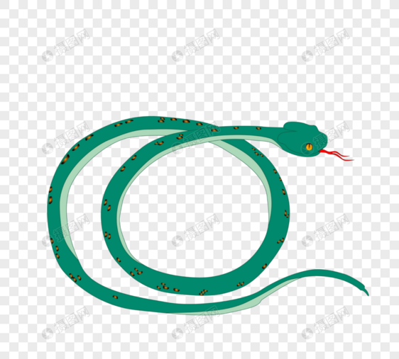 绿色复古扁平化动物蛇元素图片