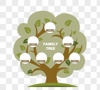 手绘简约清晰家族家谱树形式表图片
