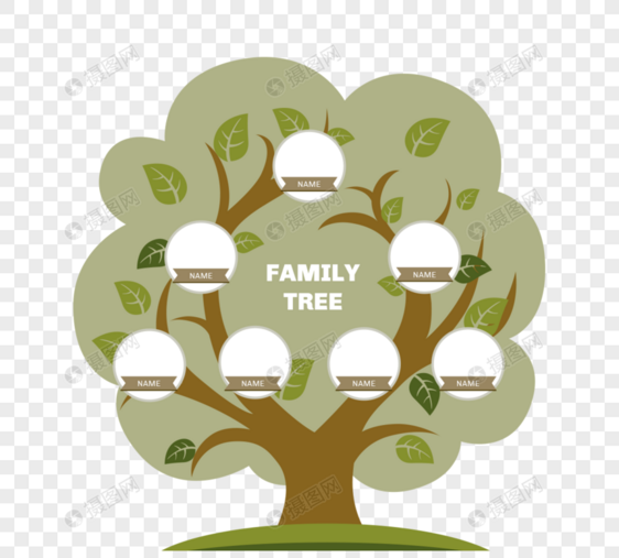 手绘简约清晰家族家谱树形式表图片