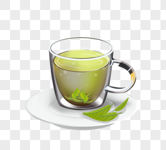 玻璃杯子纹理绿茶设计元素高清图片