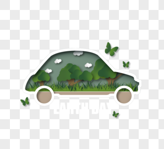 绿色生态汽车环境元素图片