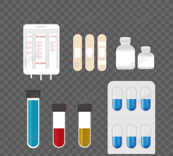 卡通手绘医疗设备胶囊试管图片