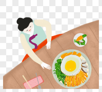 韩国妇女和美食插图图片
