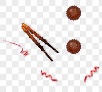 巧克力棒丝带纸杯蛋糕元素图片