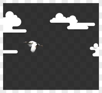 手绘白色云纹丹顶鹤设计元素图片