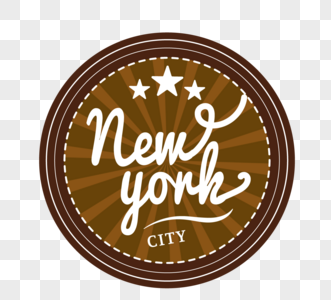 褐色复古纽约勋章设计图片