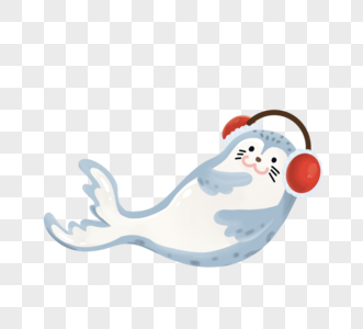 戴耳暖白色海豹图片素材