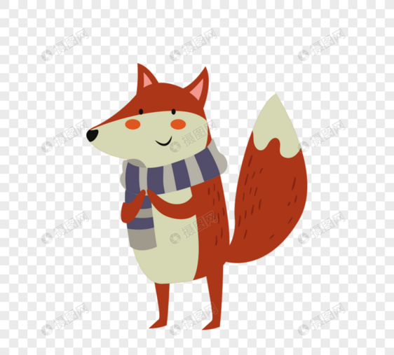 戴围巾红色狐狸图片