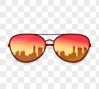 城市倒影太阳眼镜元素图片