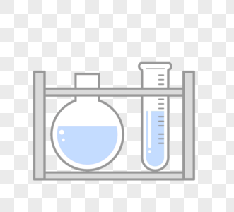 蓝色简约扁平手绘卡通化学元素图片