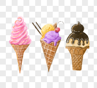 夏日冰爽凉爽冰淇淋手绘元素图片