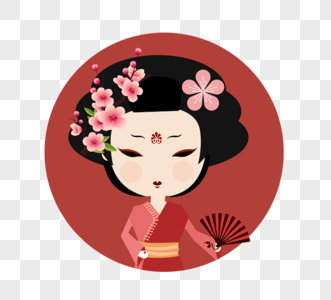 日式女性传统服饰和服卡通人物图片