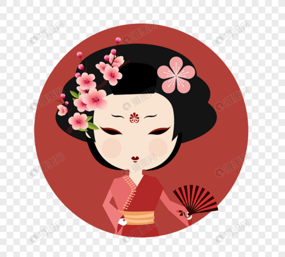 日式女性传统服饰和服卡通人物图片