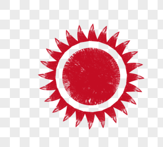 红色太阳扁平化版刻装饰插图元素图片