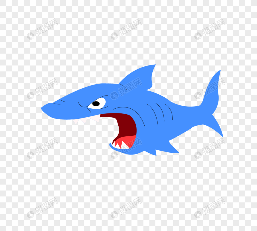 平面卡通风格暴力蓝鲨元素矢量地图图片